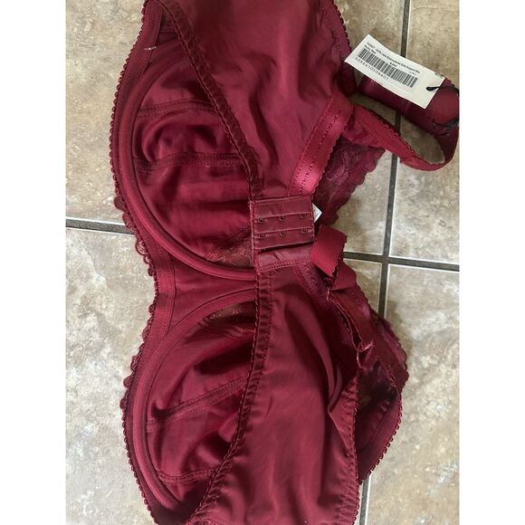 NWT Sirens 42H Sofia Lace Embroidered Side Support Bra Red - Picture 4 of 4